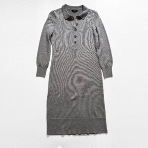 J. Crew Collared Merino Wool Midi Sweater Dress Sz XS Gray